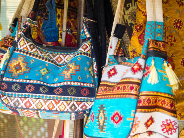Colorful scarves in street bazaars around anatolian cities in Turkey.