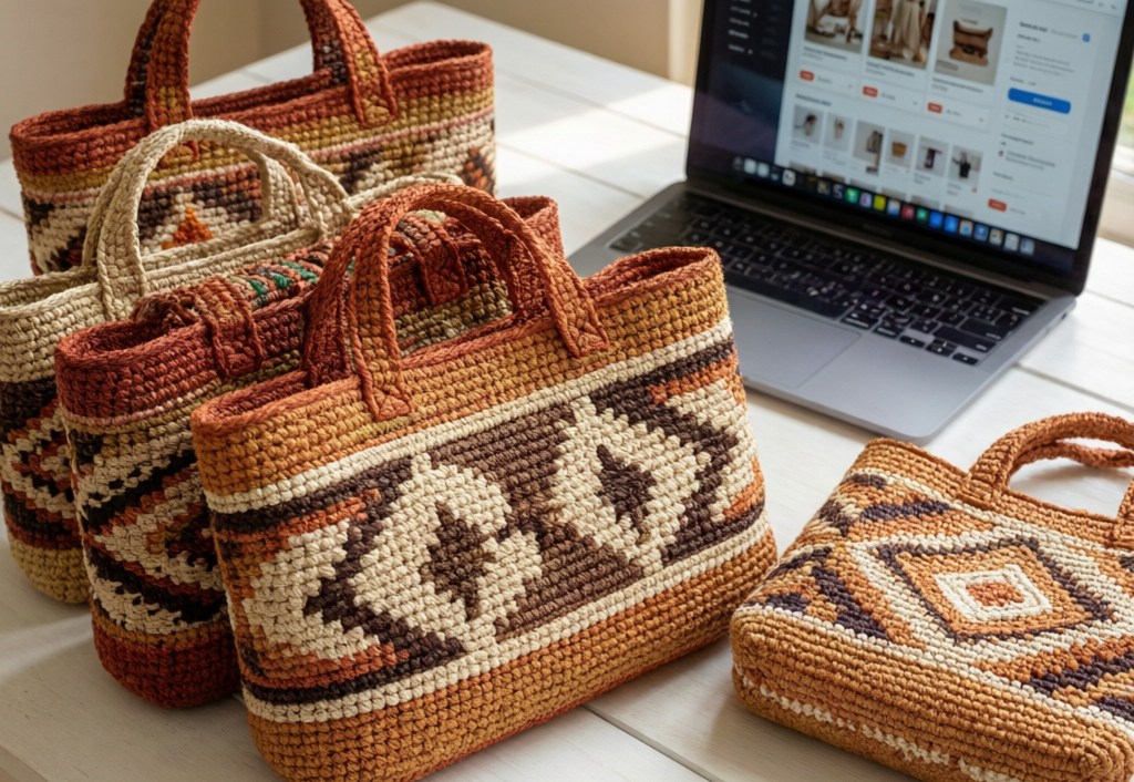 Ready stock handmade bags in warehouse inventory prepared for immediate wholesale shipment