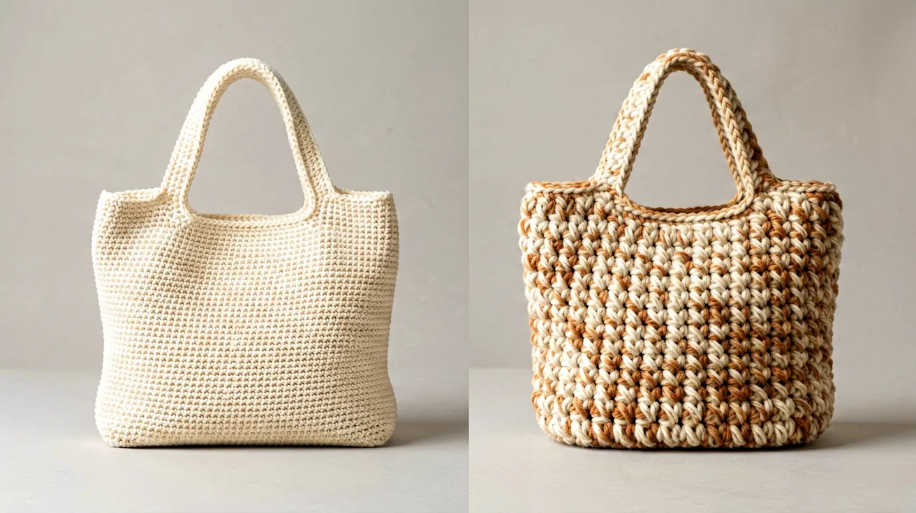 Side by side comparison of single thread and double thread mochila weaving density