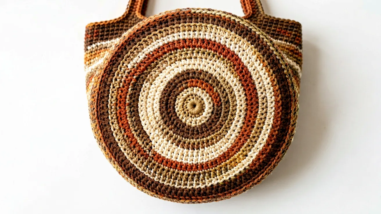 Spiral base construction of a Wayuu mochila growing outward from the center ring