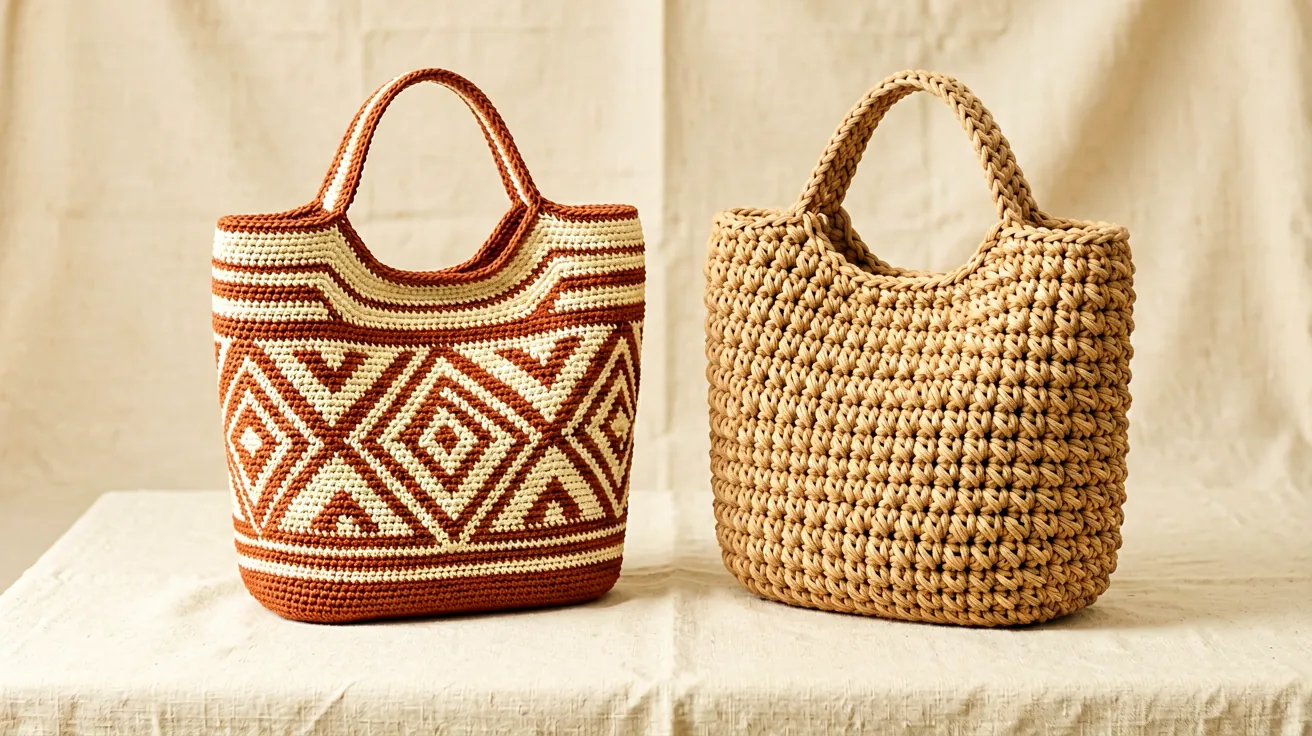 Traditional Wayuu mochila weaving techniques shown on handwoven Colombian bags